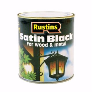 Rustins Quick Dry Exterior Satin Black Wood & Metal Paint 1Ltr