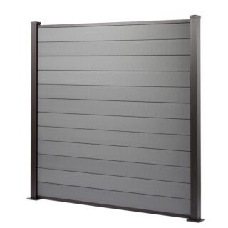 Saige Composite Fencing Kit 1.8m x 1.8m - Grey, Post with Baseplate - 1800mm