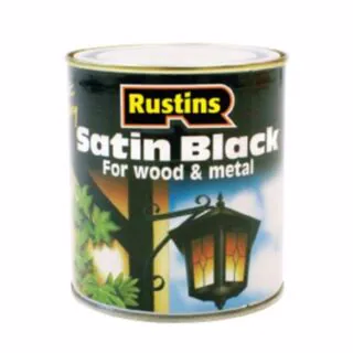 Rustins Quick Dry Exterior Satin Black Wood & Metal Paint 1Ltr