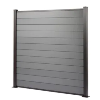 Saige Composite Fencing Kit 1.8m x 1.8m - Grey, Post with Baseplate - 1800mm